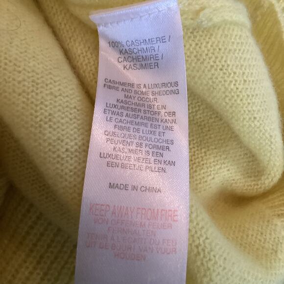 Crush. Butter Yellow Ribbed Sleeve 100% Cashmere Oversized Sweater S - Picture 5 of 9